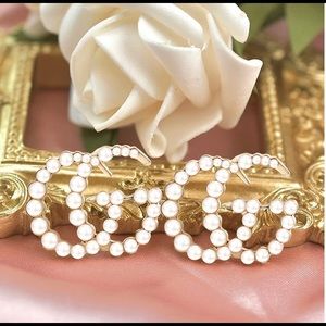 G Initial Pearl Earrings, Letter Earrings